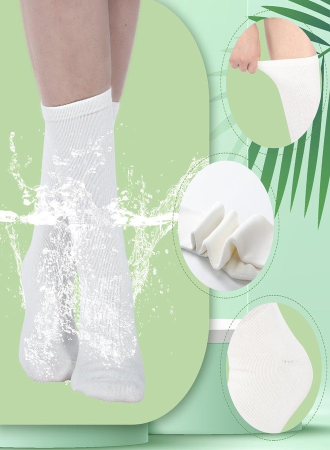 Silicherry 4 Pairs Cotton Soft Eczema Socks White Hydrating Moisturizing Therapy Cotton Socks Eczema Relief for Adult Wet Wrap Non Itch Soft Feet Treatment - Image 3