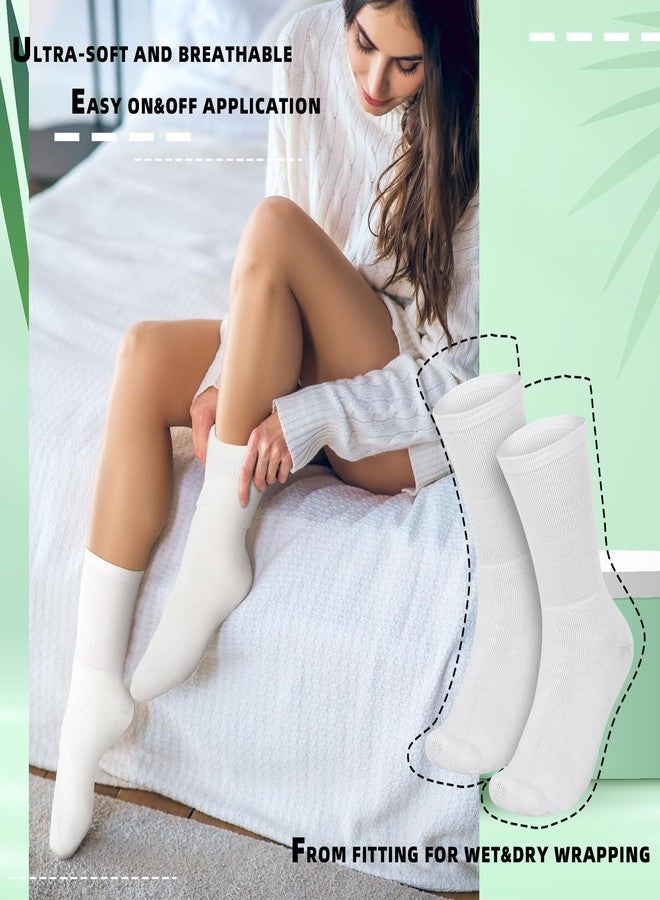 Silicherry 4 Pairs Cotton Soft Eczema Socks White Hydrating Moisturizing Therapy Cotton Socks Eczema Relief for Adult Wet Wrap Non Itch Soft Feet Treatment - Image 4