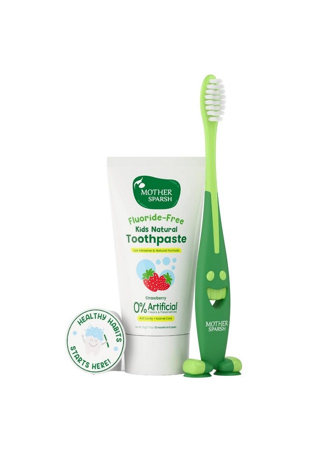 موذر سبارش معجون أسنان للأطفال - 50 جرام، بنكهة الفراولة (مع فرشاة أسنان مجانية) | يقوي اللثة ويبيض الأسنان | معجون أسنان للأطفال خالٍ من المواد الحافظة والفلورايد | مضاد للتسوس والعناية بمينا الأسنان - Image 1