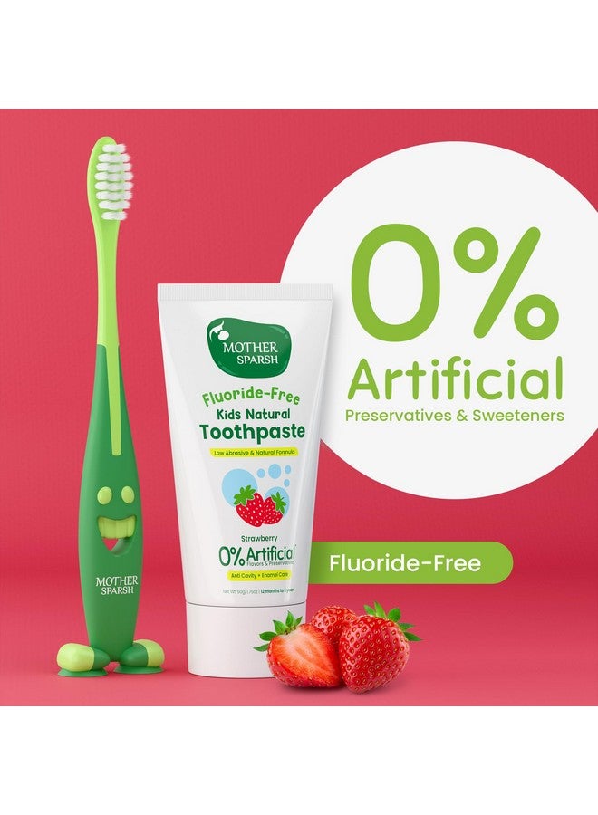 موذر سبارش معجون أسنان للأطفال - 50 جرام، بنكهة الفراولة (مع فرشاة أسنان مجانية) | يقوي اللثة ويبيض الأسنان | معجون أسنان للأطفال خالٍ من المواد الحافظة والفلورايد | مضاد للتسوس والعناية بمينا الأسنان - Image 2