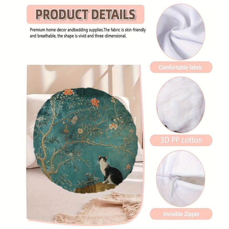 16x16inch Double Sided Round Plush Pillow Soft Microfiber Home Decor - Image 2
