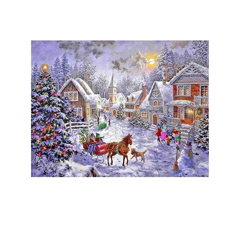 'ensemble DIY peinture de bijoux en diamant 5D motif de dessin animé de Noël pour adultes et enfants broderie à point de croix à forage complet artisanat avec outils pour la décoration murale de la maison et de la chambre, 30 * 20cm / 11.8 * 7.9in'是法语翻译，以下是正确的阿拉伯语翻译：

مجموعة طلاء الجواهر الماسية 5D التي يمكن صنعها بنفسك بنمط كرتون عيد الميلاد للكبار والأطفال، حرف كروسيه بخيوط كاملة الحفر، فن حرفي مع أدوات لزخرفة جدران منزل وغرفة، 30×20 سم / 11.8×7.9 بوصة - Image 1