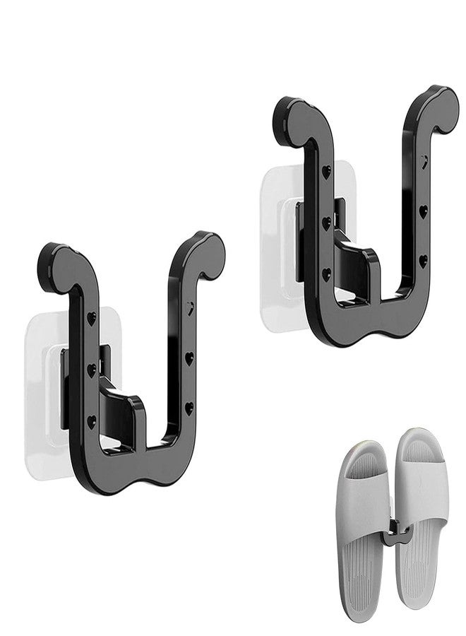 RupeeRise 2 Pcs Shoe Rack Wall Mount, Slipper Rack Organizer for Small Spaces, Wall-Mounted Shoe Storage with Adhesive Installation, Black U-Shaped Design - Image 1
