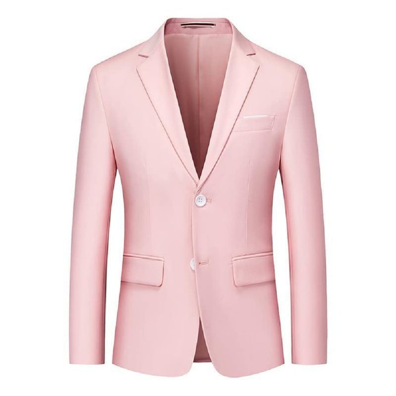 Blazer for Men Slim Fit Suit Jacket Sport Coats Formal Dress Jacket 2 Button Pink