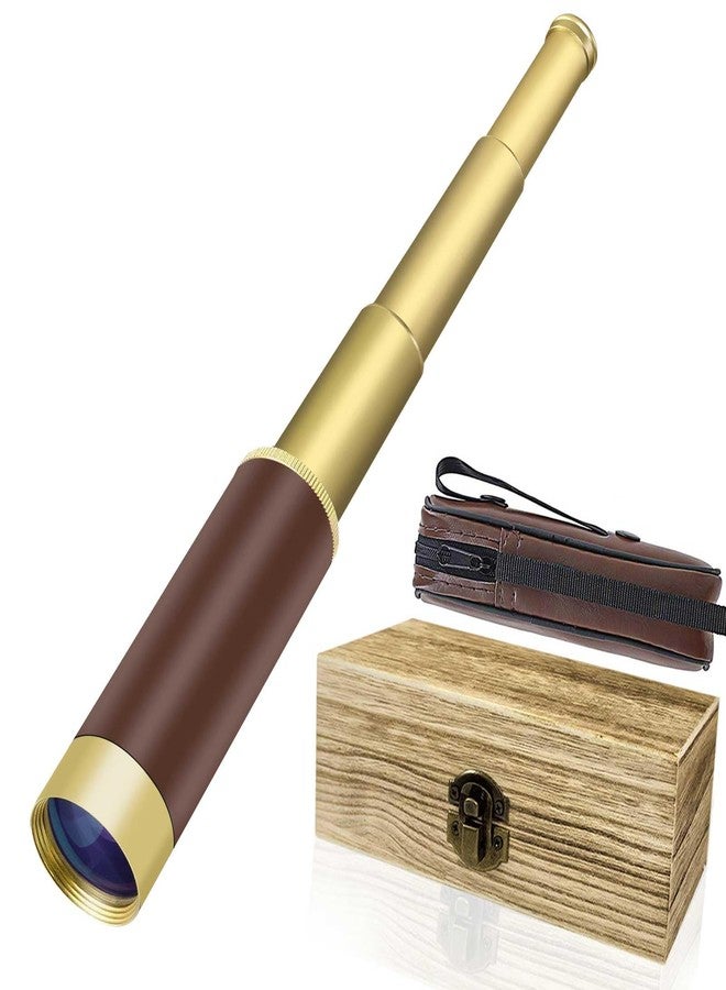 Aubric Pirate Monocular Telescope for Kids & Adults 25x30 High Powered Zoomable Collapsible Brass Handheld Waterproof Telescope Monocular for Cruise Ship Travel Watching Games Hiking Hunting - Image 1