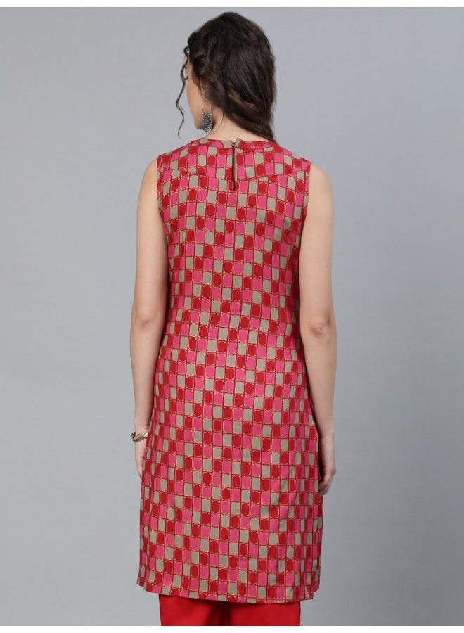 AKS Red Gold Printed Maternity Tunic - Image 5