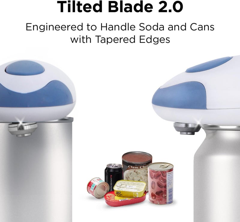 Kitchen Mama Auto 2.0 Electric Can Opener: Blade Opens Almost Any Can Pop or Soda Can - Automatic, Hands Free, Safe, Smooth Edge, Lid Remover, Battery Operated, Cordless, YES YOU CAN (Morandi Blue) - Image 4