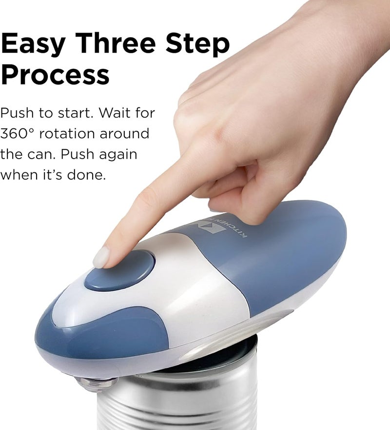 Kitchen Mama Auto 2.0 Electric Can Opener: Blade Opens Almost Any Can Pop or Soda Can - Automatic, Hands Free, Safe, Smooth Edge, Lid Remover, Battery Operated, Cordless, YES YOU CAN (Morandi Blue) - Image 3