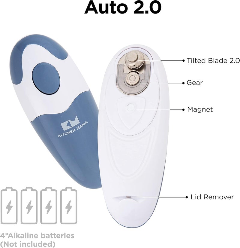 Kitchen Mama Auto 2.0 Electric Can Opener: Blade Opens Almost Any Can Pop or Soda Can - Automatic, Hands Free, Safe, Smooth Edge, Lid Remover, Battery Operated, Cordless, YES YOU CAN (Morandi Blue) - Image 2