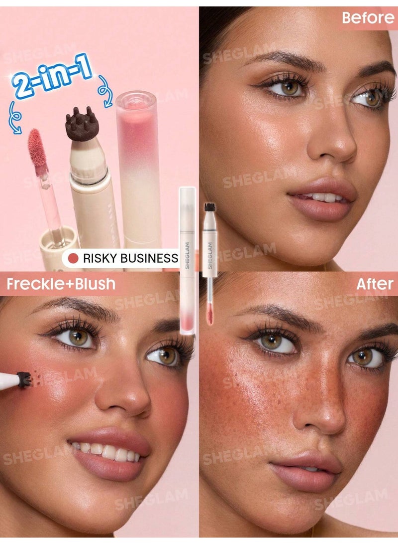 شيجلام Sunspell Freckle & Flush Pen-Risky Business Stamp Freckle Pen Tint Liquid Blush Smooth Long-Lasting Smudge-Proof Sweat-Proof Multi-Use Combo Risky Business - Image 4