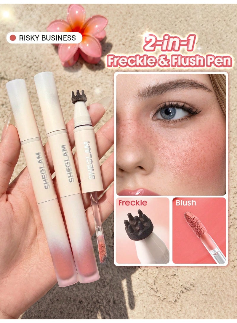 شيجلام Sunspell Freckle & Flush Pen-Risky Business Stamp Freckle Pen Tint Liquid Blush Smooth Long-Lasting Smudge-Proof Sweat-Proof Multi-Use Combo Risky Business - Image 1