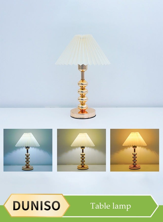 DUNISO مصباح طاولة جانبية، مصباح غرفة نوم قماشي مع USB، مصباح مكتب LED متعدد الوظائف، مصباح قراءة، ثلاث ألوان قابلة للتعديل على عدة مستويات، مناسب لغرفة المعيشة، الدراسة، غرفة النوم والمكتب - Image 1