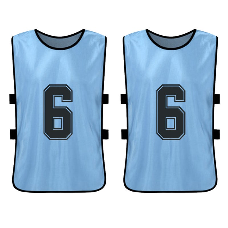 Kids Soccer Pinnies 12pcs Sky Blue Clear Front & Back Numbers - Bright Colorfast Fabric Soccer Scrimmage Vest for Youth Team Sports, Training & Scrimmages - Image 5