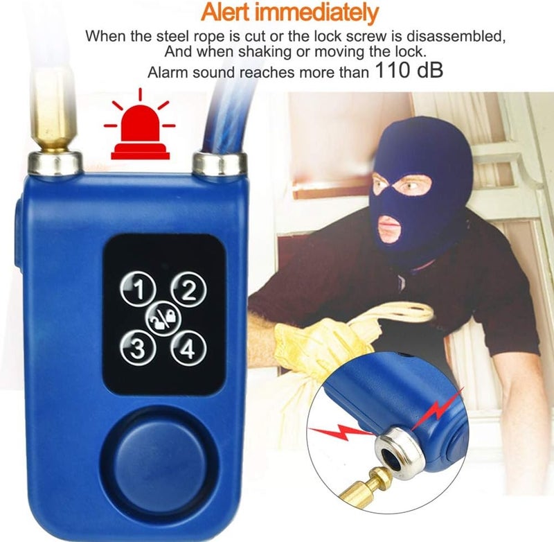 Smart Keyless Alarm Bike Lock with 110db Alarm IP44 Waterproof Anti-Theft Chain Lock for Motorcycle/Gate/Gates/Bicycles Blue - Image 4