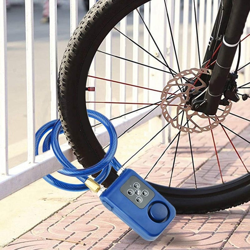 Smart Keyless Alarm Bike Lock with 110db Alarm IP44 Waterproof Anti-Theft Chain Lock for Motorcycle/Gate/Gates/Bicycles Blue - Image 1