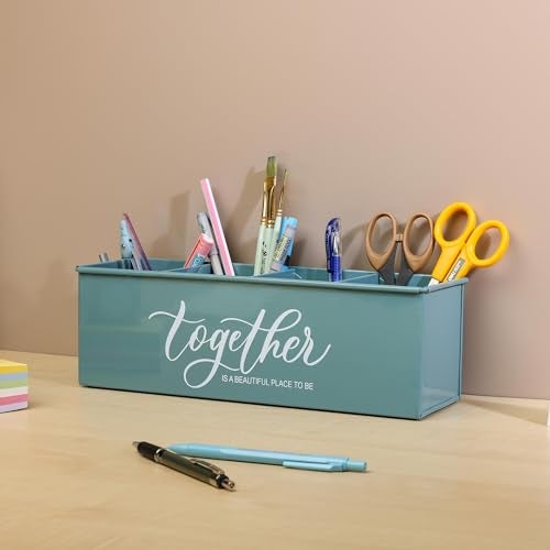 anantam homes organizer with 4 compartments for office table | stylish Metal Desk Organizer | Stationary Storage | Pencil Holder for Office, Home, and Study Table (Together) Moss-Green - Image 5