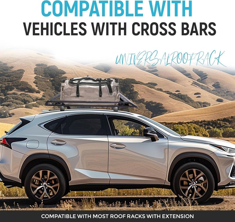 ECOTRIC 50" x 39" x 4.75" Roof Rack Cargo Basket W/Cross Bars Fit for Car SUV Pickup Truck Van Universal Top Cargo Carrier Metal Luggage Storage Holder Basket Rack for Travel 150Lbs Steel Black - Image 2