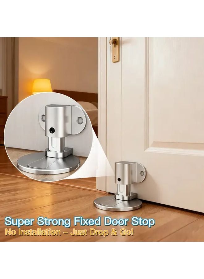 2pcs Adjustable Magnetic Door Stopper Stainless Steel No Drill Anti Collision Safety Device - Image 2