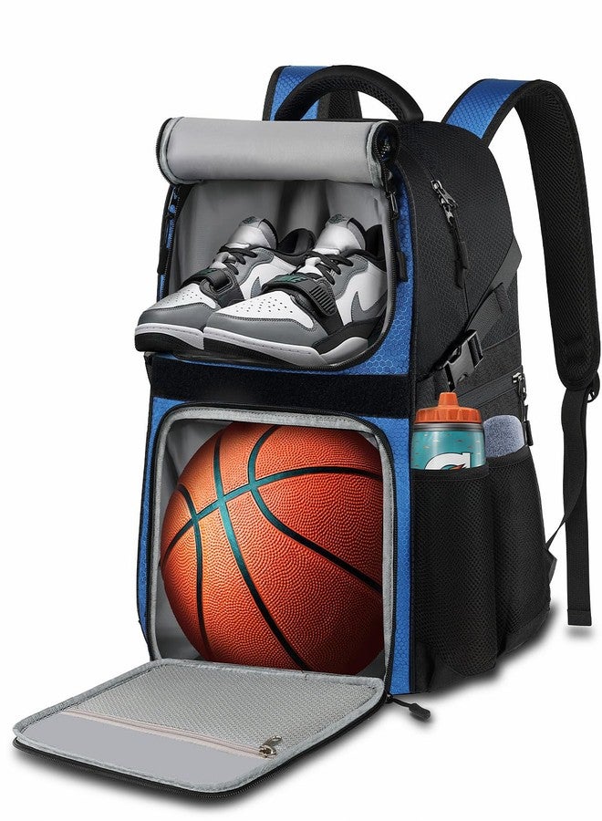 LOINTET Basketball Bag Backpack with Ball Holder Shoes Compartment, Large Basketball Accessories Sports Bag More Pockets for Football, Soccer, Volleyball, Gym, Travel, Blue - Image 1