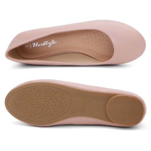 Herstyle Ballet Flats for Women, Dressy Casual Slip On Flat Shoes with Almond Toe, Comfortable Ballerina Flats for Work Office Wedding Daily Wear, 2024Nude, Size 8.0, Ever Memory - Image 5
