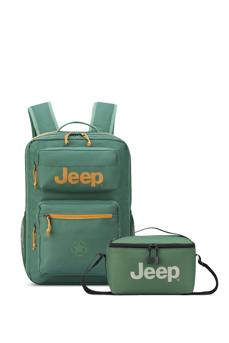 جيب حقيبة ظهر متعددة الاستخدامات مبطنة للابتوب من JEEP مقاومة للماء، مقاس 15.6 بوصة - باللون الأسود، مع حقيبة غداء مجانية - الجيش (أخضر) (طقم من قطعتين) - Image 1