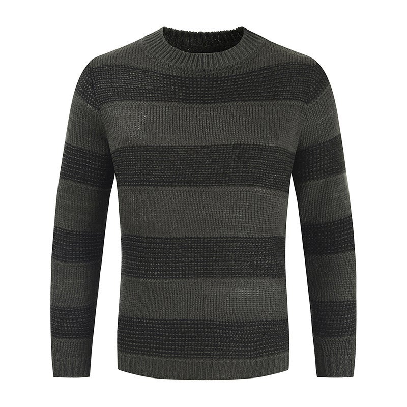 Autumn 2021 New Men'S Sweater Fashion Striped Crewneck Sweater Men'S Personality Trendy Color-Matching Men'S Top - Image 5