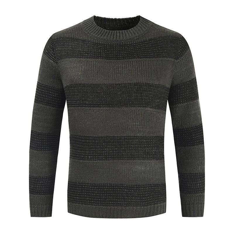 Autumn 2021 New Men'S Sweater Fashion Striped Crewneck Sweater Men'S Personality Trendy Color-Matching Men'S Top - Image 1