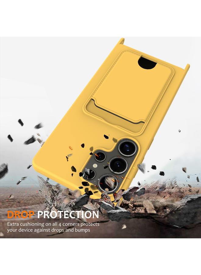 S-TOP Case For Samsung Galaxy S25 Ultra 5G Integrated Card Bag Solid Color Liquid Silicone Phone Case with Lanyard - Image 2