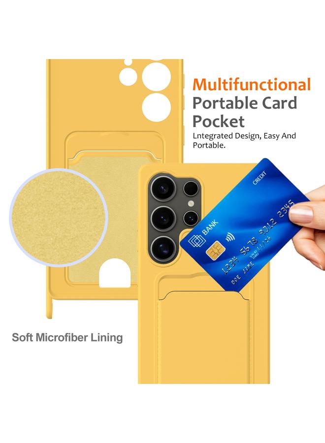 S-TOP Case For Samsung Galaxy S25 Ultra 5G Integrated Card Bag Solid Color Liquid Silicone Phone Case with Lanyard - Image 4