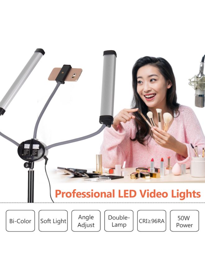 Loquat LED Dual-Arm Video Lamp White/Black - Image 2