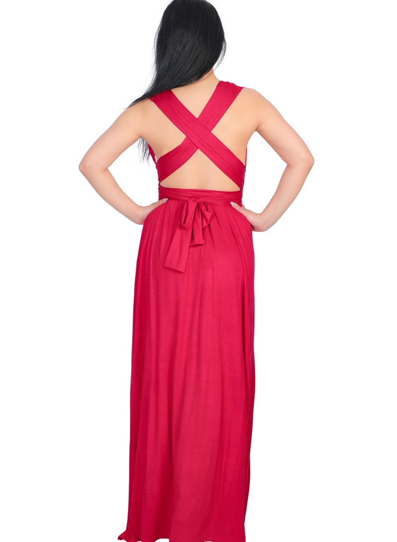 Dadoush Women's sleeveless long nightgown for a sophisticated look - Women's summer dress with an X-back design for a charming look from the Daadoush brand - Image 2