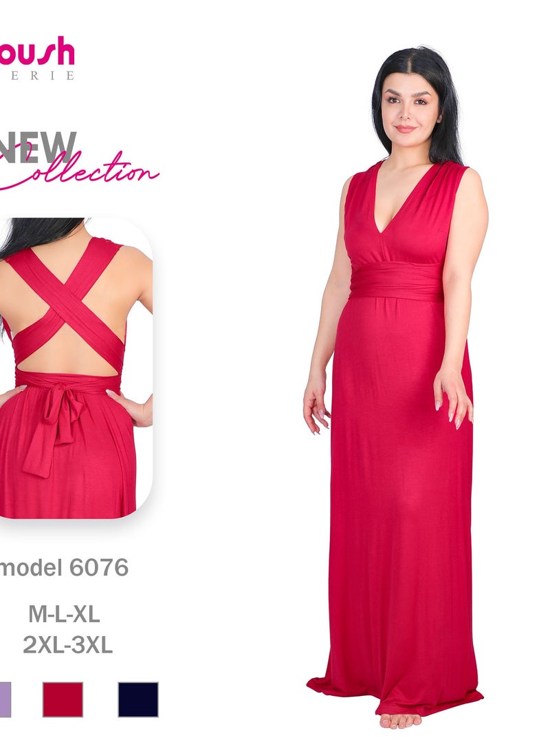 Dadoush Women's sleeveless long nightgown for a sophisticated look - Women's summer dress with an X-back design for a charming look from the Daadoush brand - Image 3