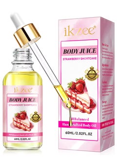 IKZEE 60ml Body Juice Oil Strawberry Hand Crafted Body Oil for Women Nourishing Hydrating & Moisturizing for All Skin Types with Natural Oils 100% Pure Natural Essence Body Juice Oil  - Image 1