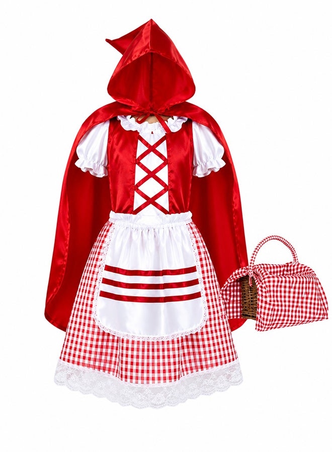 Toy Land Girls Little Red Riding Hood Costume Set – Fairy Tale Fancy Dress Outfit with Hooded Cape and Basket for girls of age 8 to 9  years - Image 1
