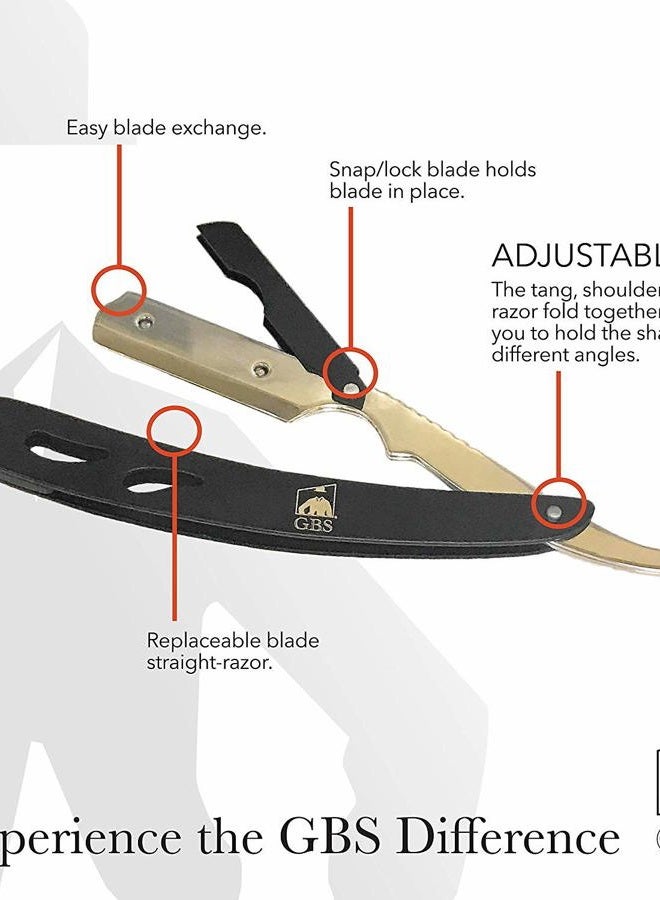 G.B.S Professional Barber Shavette Razor with Blades, Leather Case and 10 Blades Excellent Locking Safety Mechanism, Black Horn - Image 3