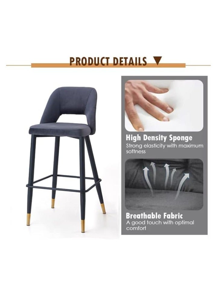 بوبينز هوم كرسي مطبخ Poppins HOME Bar Stool كرسي دائري ثلاثي الأبعاد بتصميم حديث مع قاعدة من الكروم (رمادي) (أخضر)  - Image 2