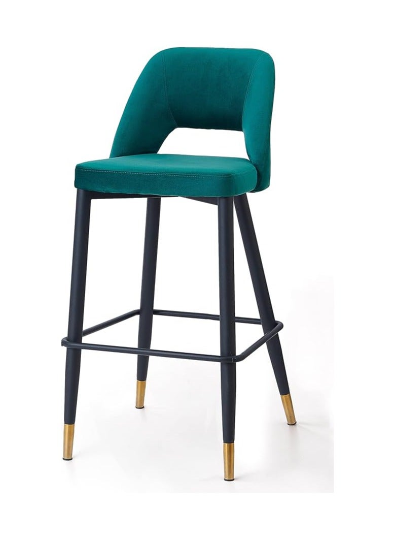 بوبينز هوم كرسي مطبخ Poppins HOME Bar Stool كرسي دائري ثلاثي الأبعاد بتصميم حديث مع قاعدة من الكروم (رمادي) (أخضر)  - Image 1