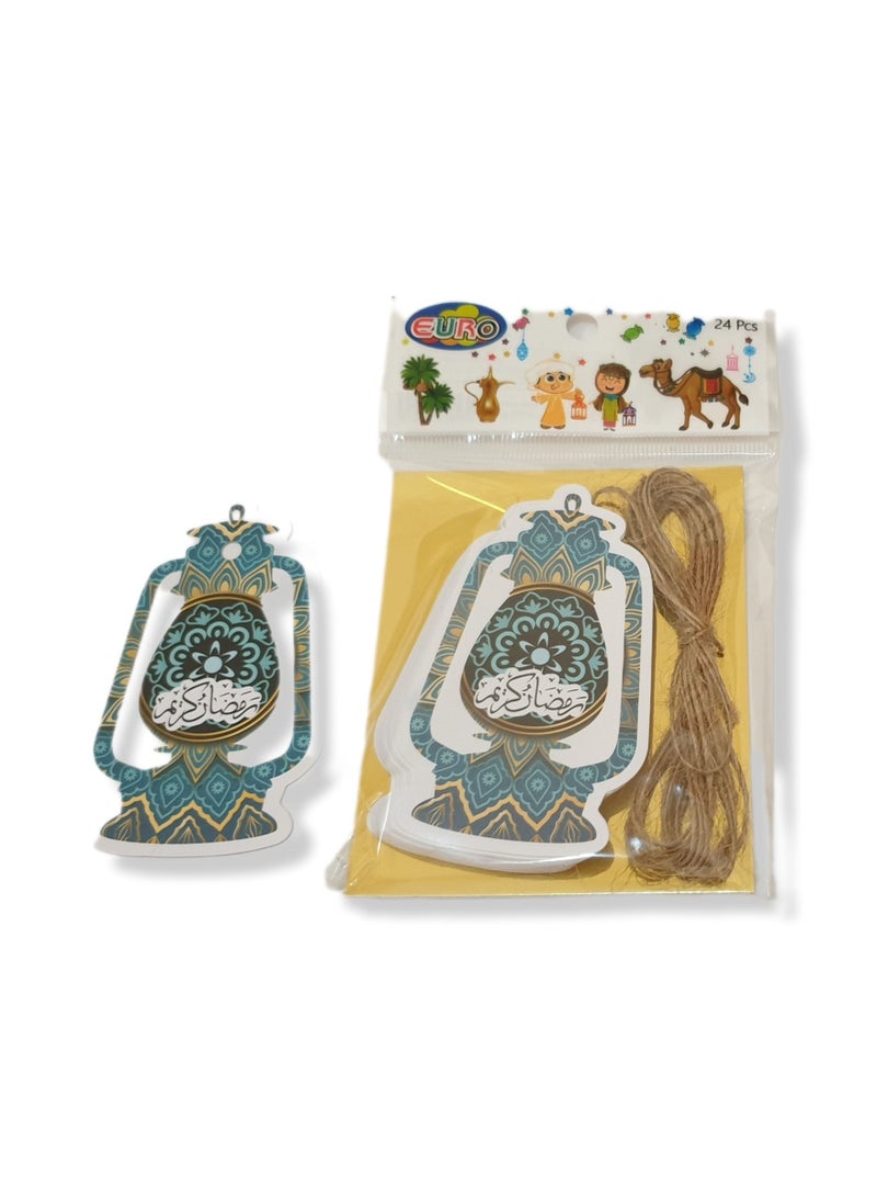 Al Zaabiah 24 pcs Fuanous Cards with Burlap Drawstrings | Ramadan & Eid Mubarak Set - Image 4