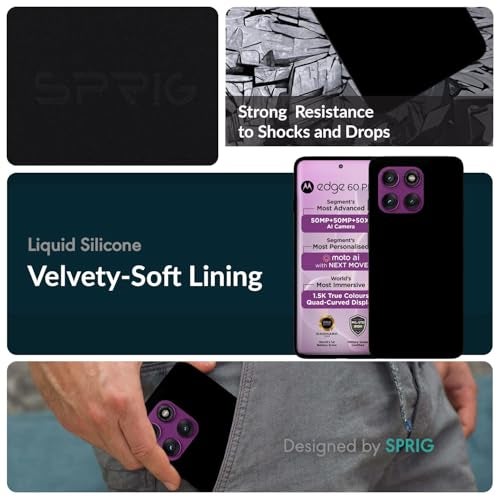 SPRIG Compatible with Moto Edge 60 Pro Premium SilkTone Back Cover Drop Tested Shock Proof Mobile Case for Men, Women, Boys and Girls with Camera Protection (Black) - Image 2