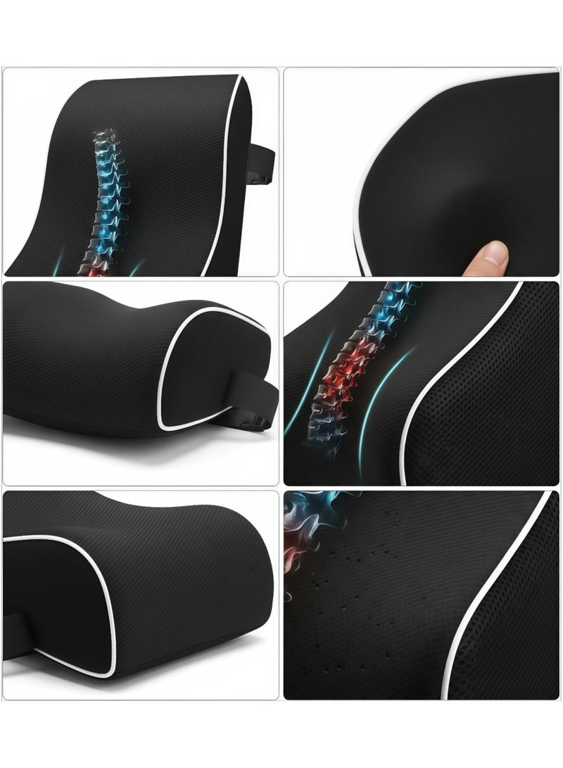 MIXSNOW Lumbar Support Pillow for Office Chair Back Support Pillow for Car Computer Gaming Chair Recliner Memory Foam Back Cushion for Pain Relief Improve Posture Mesh Cover Double Adjustable Straps - Image 2