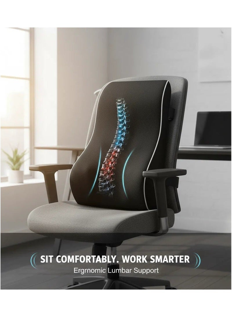 MIXSNOW Lumbar Support Pillow for Office Chair Back Support Pillow for Car Computer Gaming Chair Recliner Memory Foam Back Cushion for Pain Relief Improve Posture Mesh Cover Double Adjustable Straps - Image 4