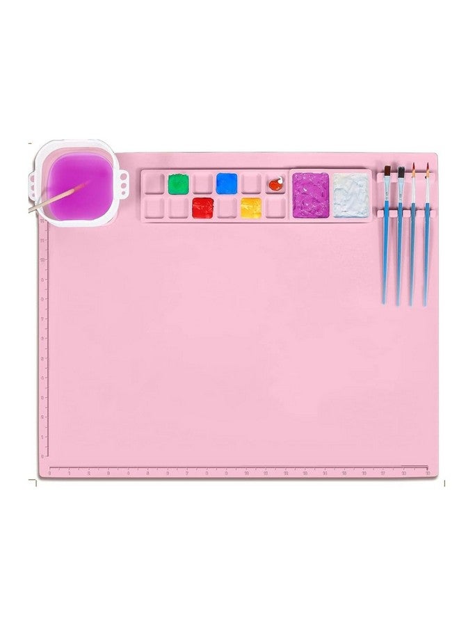 SNOOGG Silicone Craft Mat, 20"x16" - 51 x 41 CM Painting Mat with Cup, Nonstick for Resin Jewelry Casting, Creator for Art, DIY, Drawing, Clay (Pink) - Image 2