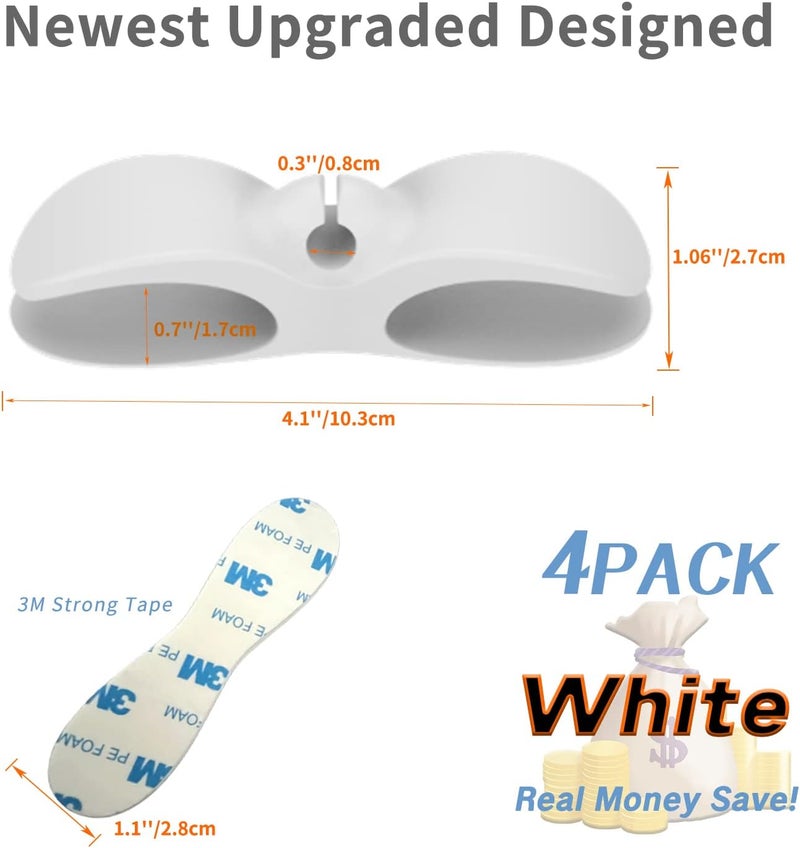UMUST 4PCS Cord Organizer For Appliances, Kitchen Appliance Cord Winder Holder, Cable Wrapper Stick Firmly for Coffee Maker Pressure Cooker Etc (White) - Image 5