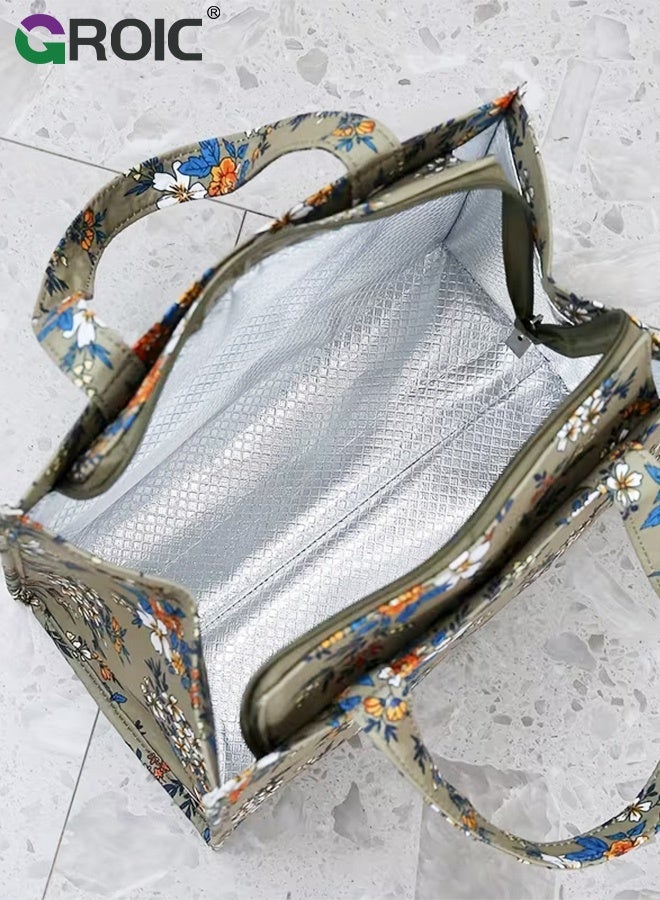 GROIC Insulated Lunch Bag,Cooler Bag for Food,Collapsible Thermal Tote Bag and Food Warmer Bag, Frozen Food Storage,Lunch Box Container,Reusable Travel Office Work Beach Cooler Tote Bag - Image 5