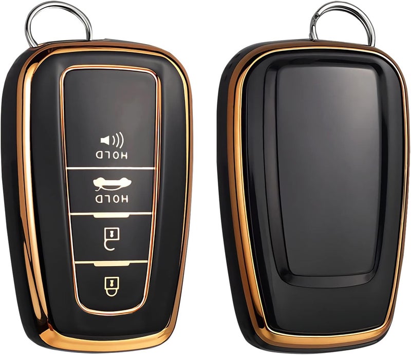 Cacacar for Toyota Camry RAV4 Key Fob Cover, for Highlander Avalon GT86 Key Fob Case Premium Soft TPU 360 Degree Protector Holder (Balck) - Image 1