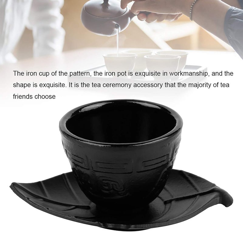 Restokki Printing Iron Cup Imitation Japanese Cast Iron Teacups Saucer Retro Tea Set - Image 2