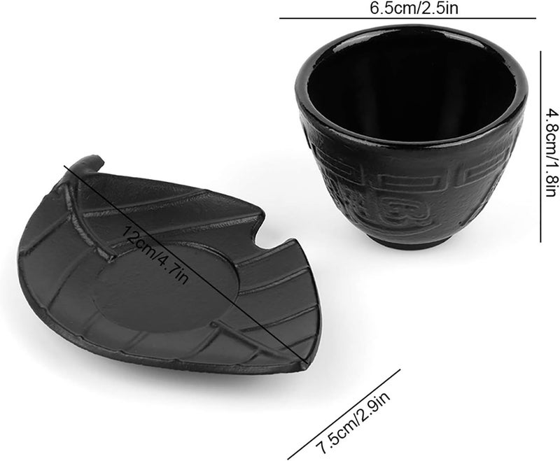 Restokki Printing Iron Cup Imitation Japanese Cast Iron Teacups Saucer Retro Tea Set - Image 5