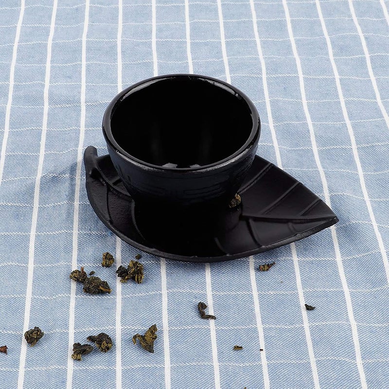 Restokki Printing Iron Cup Imitation Japanese Cast Iron Teacups Saucer Retro Tea Set - Image 4