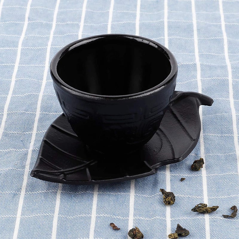 Restokki Printing Iron Cup Imitation Japanese Cast Iron Teacups Saucer Retro Tea Set - Image 3