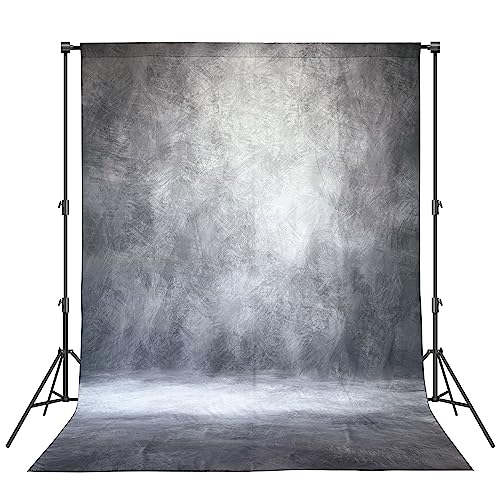 Haboke Abstract Professional Photography Backdrop for Portrait Photo Props Booth Background Photoshoot Studio with Polyester Fabric Roller Pocket on Top (8x10ft,Grey,No Stand) - Image 1